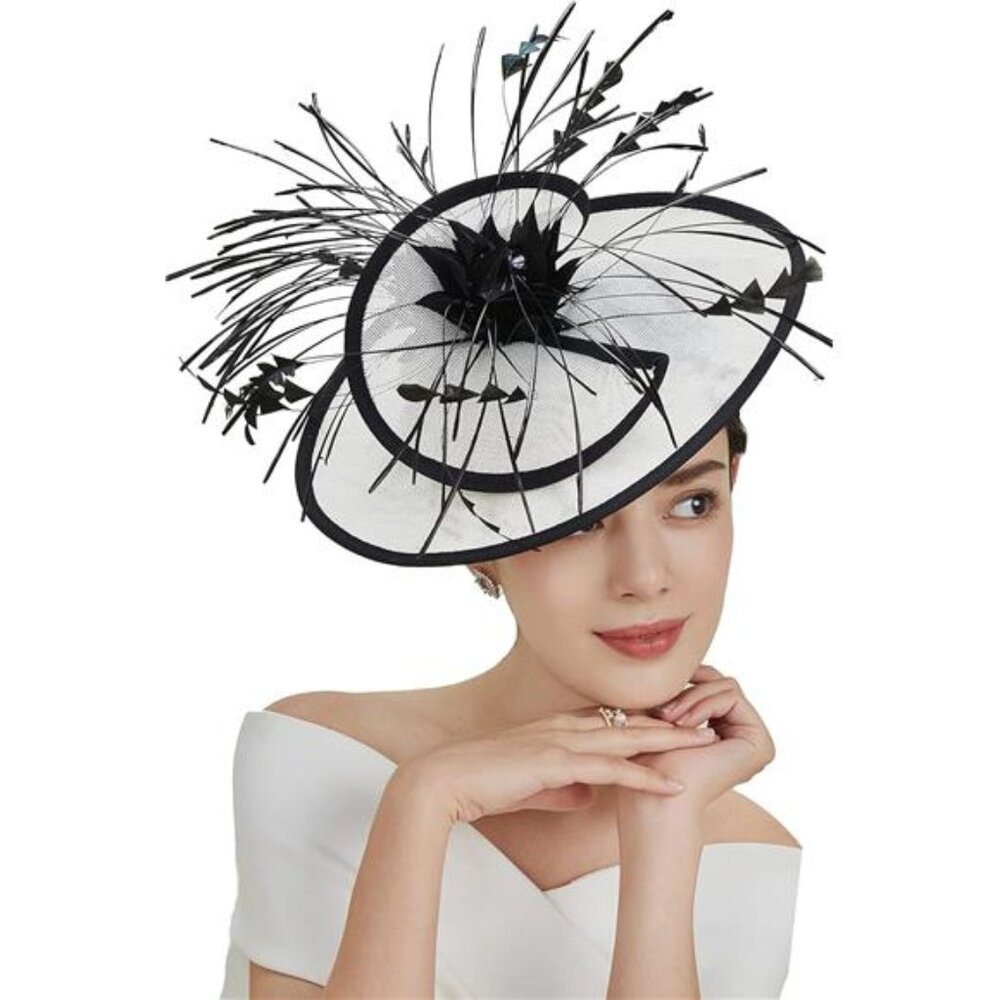 Fascinators Hair Clip Kentucky Tea Party Black/White